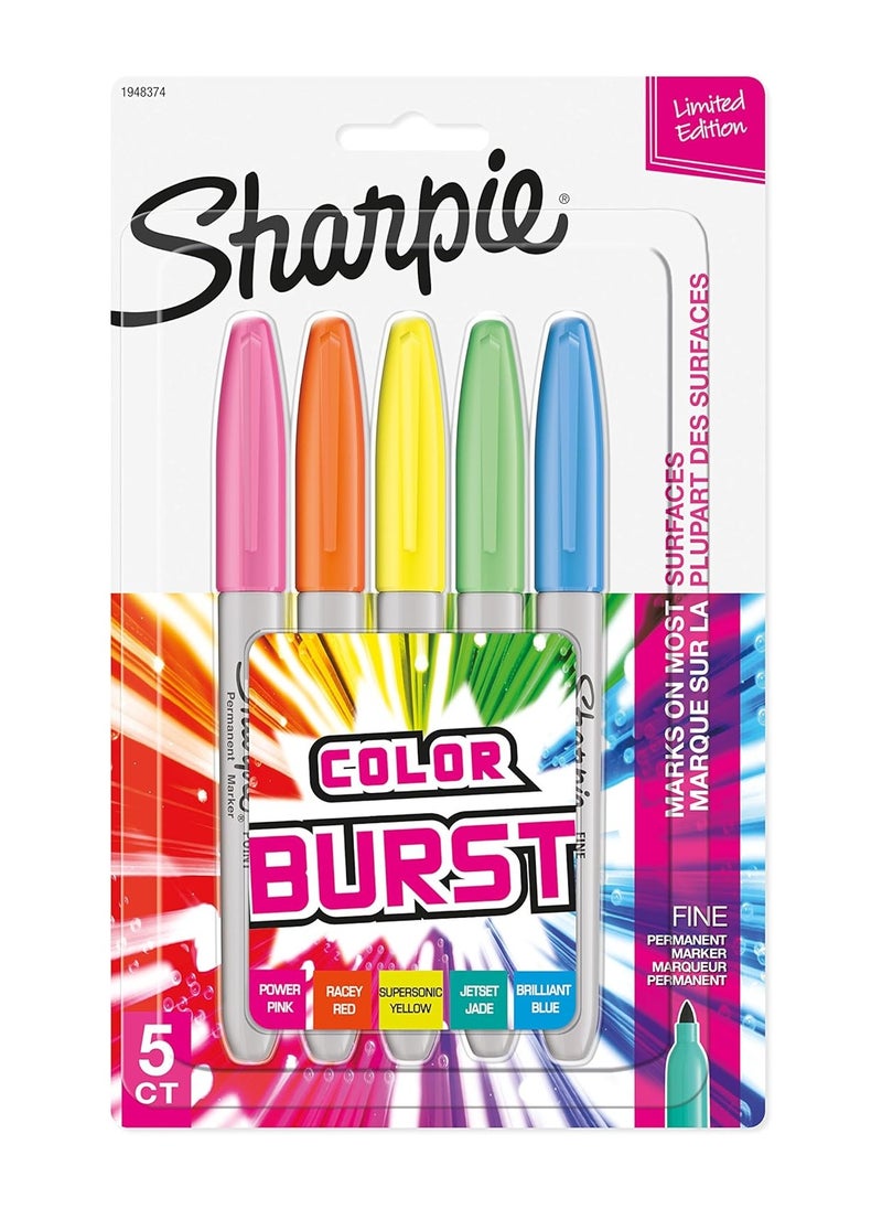 Sharpie Sharpie Color Burst Permanent Markers, Fine Point, Assorted, 5Pack  - Image 1