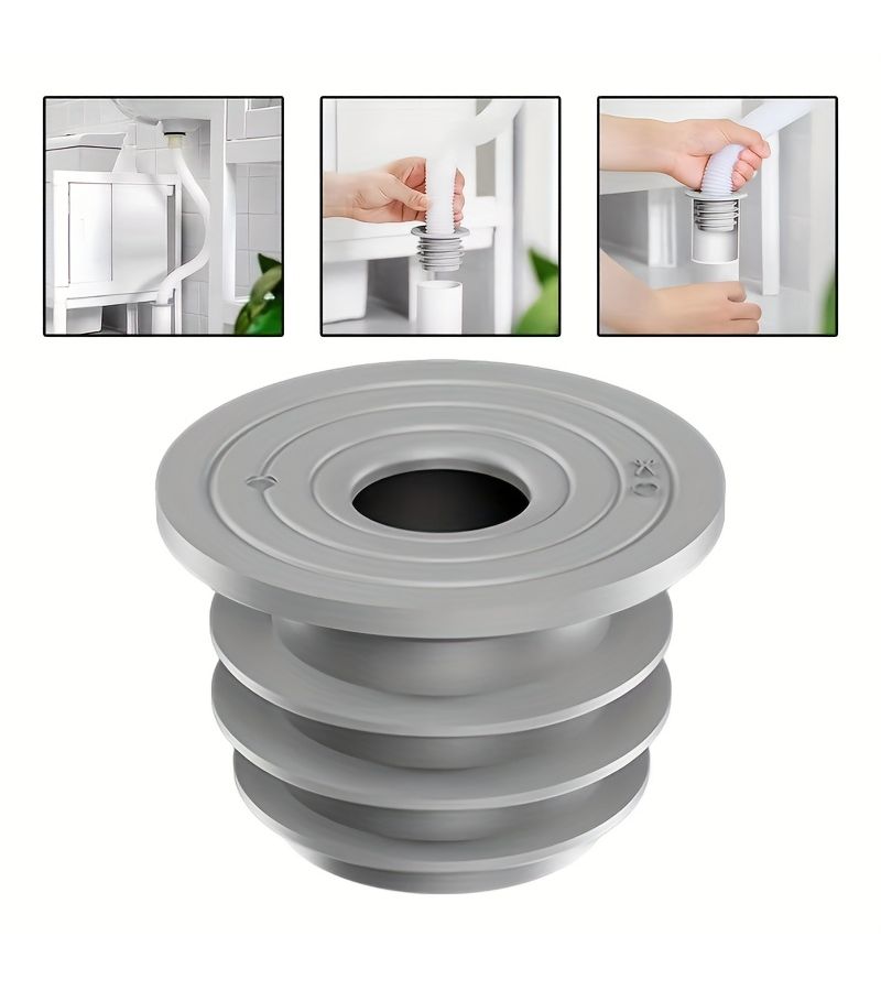 Washing Machine Drain Seal 53mm Grey Silicone O Ring Pipe Washer 1pc With Lid - Image 2