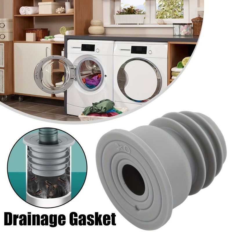 Washing Machine Drain Seal 53mm Grey Silicone O Ring Pipe Washer 1pc With Lid - Image 1