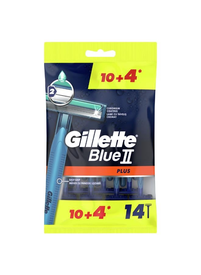 Gillette Pack Of 14 Blue II Plus Disposable Razor Set  - Image 1