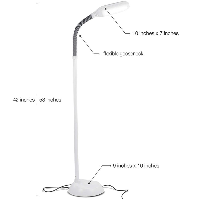 Brightech Litespan - Bright LED Floor Reading Lamp for Over Chair Crafts and Reading, Estheticians' Light for Lash Extensions, Adjustable Standing Lamp for Living Room, Bedroom, Office - White - Image 2
