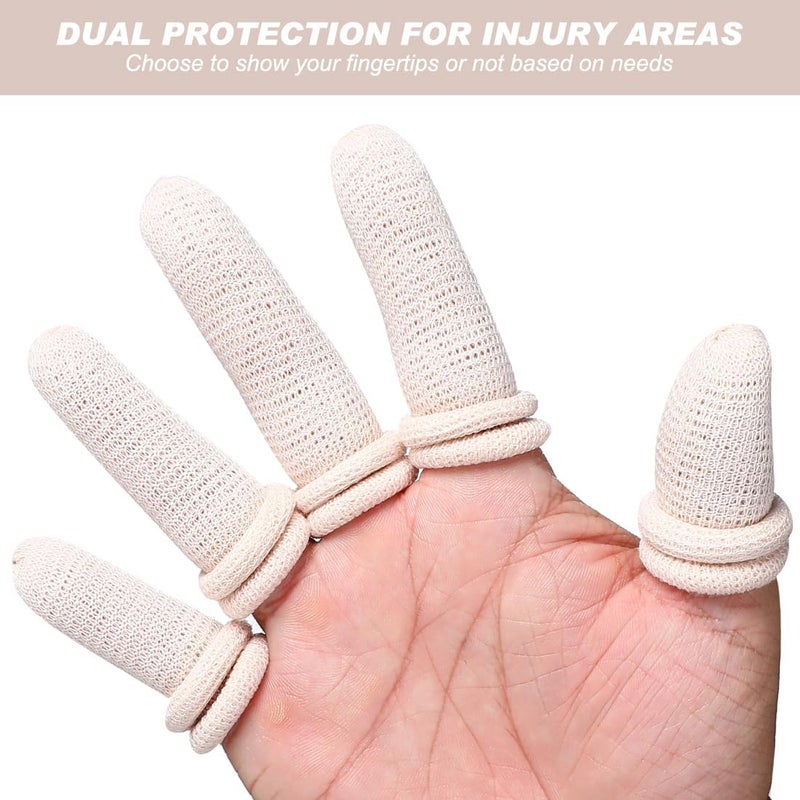 LINXIU 10Pcs Finger Bandage Fingertip Bandages Breathable Thumb Protector Skin Color Cotton Fingers Cots for Work Kitchen Garden - Image 4
