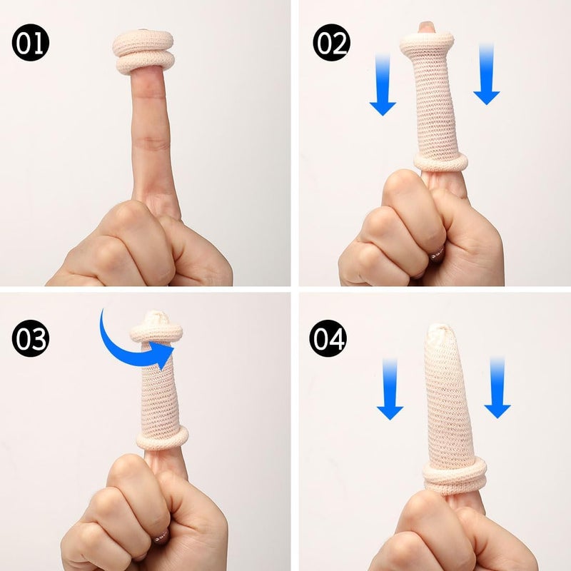 LINXIU 10Pcs Finger Bandage Fingertip Bandages Breathable Thumb Protector Skin Color Cotton Fingers Cots for Work Kitchen Garden - Image 5