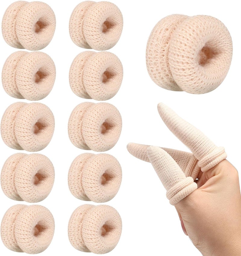 LINXIU 10Pcs Finger Bandage Fingertip Bandages Breathable Thumb Protector Skin Color Cotton Fingers Cots for Work Kitchen Garden - Image 1