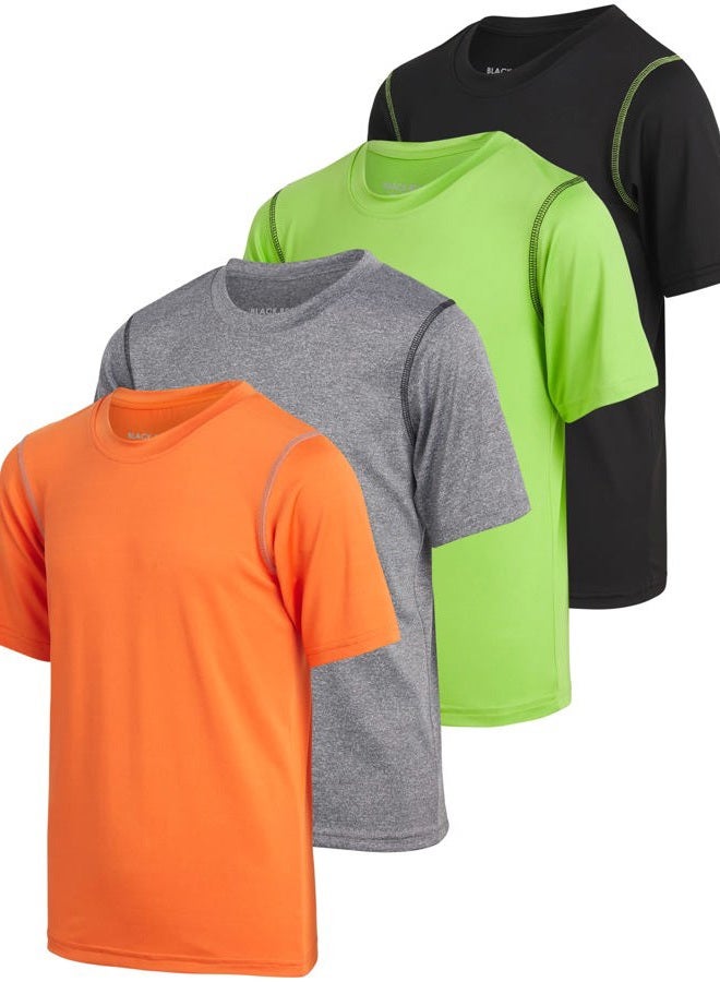 Black Bear Boy's Performance Dry-Fit T-Shirts (4 Pack), Black/Green/Grey/Orange, 8-10 - Image 1