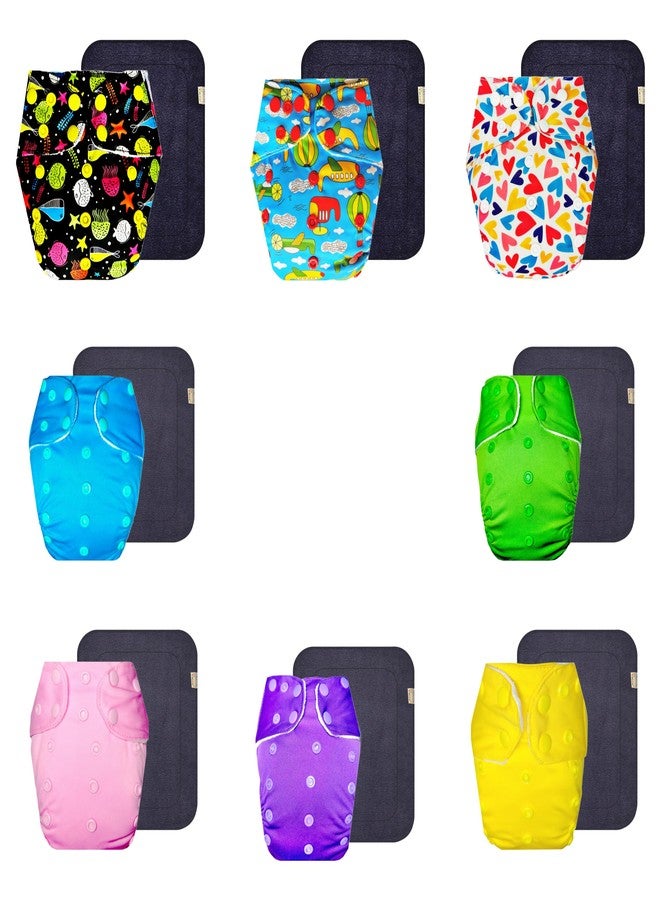 حفاضات دمبلدو القماشية الممتازة مع حشوة سوداء (عبوة من 8 قطع) | مضادة للحساسية | تسمح بمرور الهواء | سهلة التنظيف | مصممة من قبل الأمهات | من 3 أشهر إلى 3 سنوات | مناسبة للجنسين - Image 1