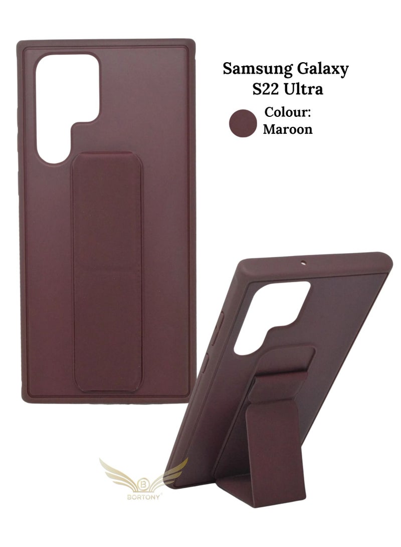 BORTONY Samsung Galaxy S22 Ultra Case Finger Grip Magnetic Stand Holder Silicone Protective Cover - Image 1