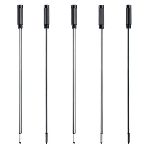 DunBong Black Ink Refill Pack of 5, Replaceable Ballpoint Pen Refills, Medium Point Metal Refill (Black) - Image 1