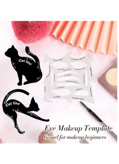 SYOSI 8-Piece Cat Eyeliner Stencil Stickers, 27 Styles Professional Stamp Stencils, Eyeliner Stencil Tape Eyes with Wings, Sticker Set for Eyeshadow and Eyeliner, Makeup Beginners Essentials - 8 Sheets  - Image 2