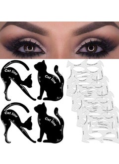 SYOSI 8-Piece Cat Eyeliner Stencil Stickers, 27 Styles Professional Stamp Stencils, Eyeliner Stencil Tape Eyes with Wings, Sticker Set for Eyeshadow and Eyeliner, Makeup Beginners Essentials - 8 Sheets  - Image 1