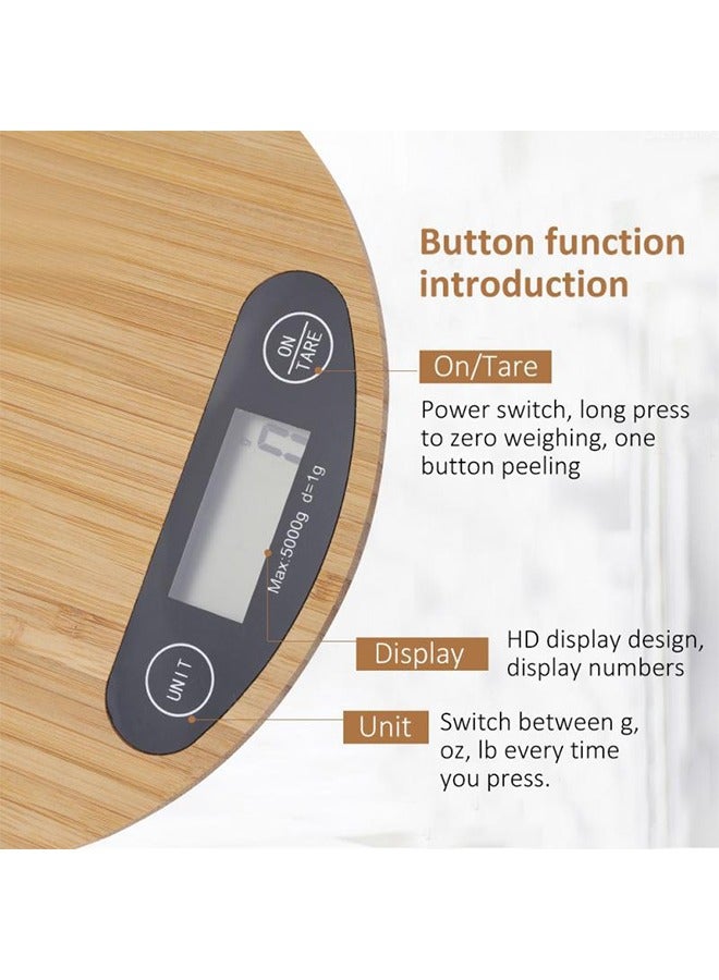 MITOYO Bamboo Electronic Weigher - Digital Food Scale - Highly Accurate - Kitchen Measuring Tools - 5KG  - Image 4