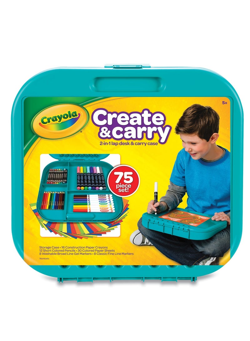 كرايولا مجموعة منضدة كمبيوتر محمول وحقيبة حمل 2 في 1 من كريت آند كاري مكونة من 75 قطعة - متنوعة، قد يختلف اللون - Image 2