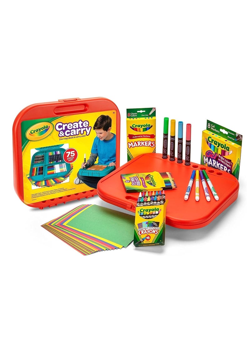 كرايولا مجموعة منضدة كمبيوتر محمول وحقيبة حمل 2 في 1 من كريت آند كاري مكونة من 75 قطعة - متنوعة، قد يختلف اللون - Image 3