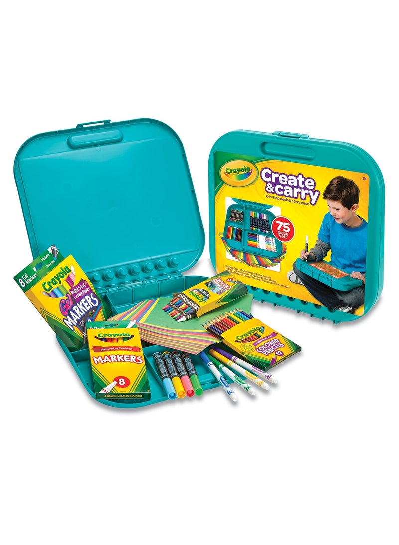 كرايولا مجموعة منضدة كمبيوتر محمول وحقيبة حمل 2 في 1 من كريت آند كاري مكونة من 75 قطعة - متنوعة، قد يختلف اللون - Image 5