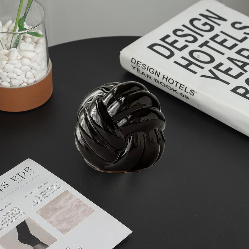 Lynagert Ceramic Knot Decor, Small Chain Link Decor, Coffee Table Decor, Book Shelf Decor, Entry Table Decor, Aesthetic Minimalist Decorative Objects for Modern Home Living Room, Desk Decor for Office (Black) - Image 4