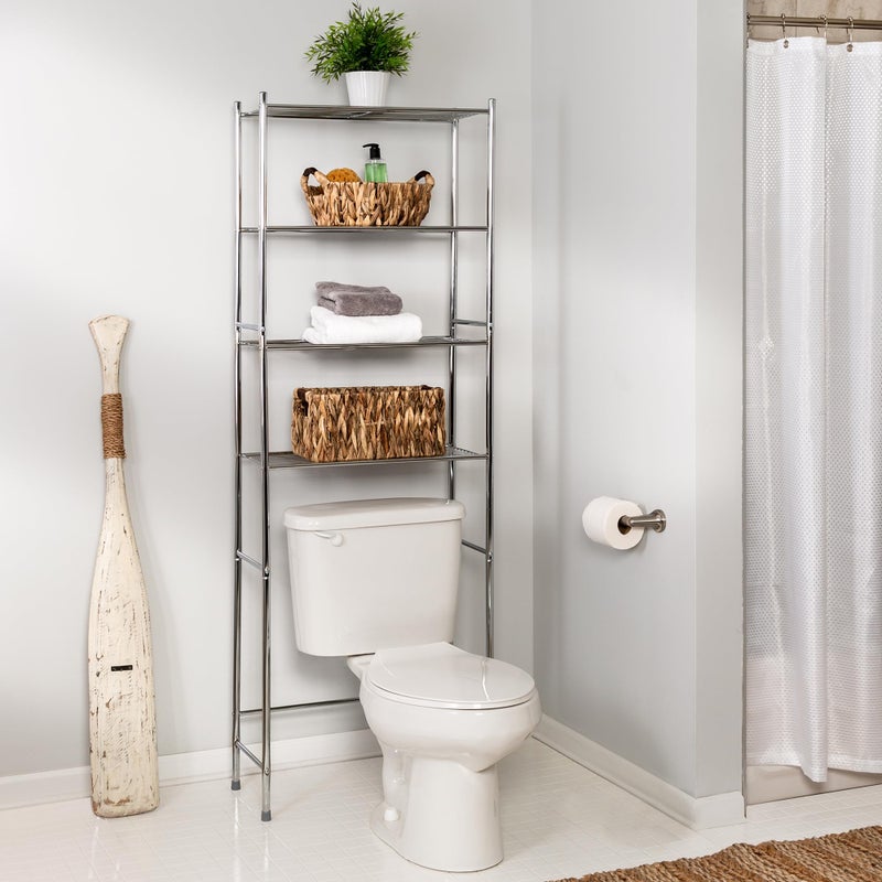 Honey Can Do Honey-Can-Do 4-Tier Over-The-Toilet Storage Shelf - Space-Saving Steel Bathroom Restroom Organizer with Neutral Chrome Finish, Ideal for Towels, Toiletries, & Essentials - 24"W x 68"H x 11"D - Image 2