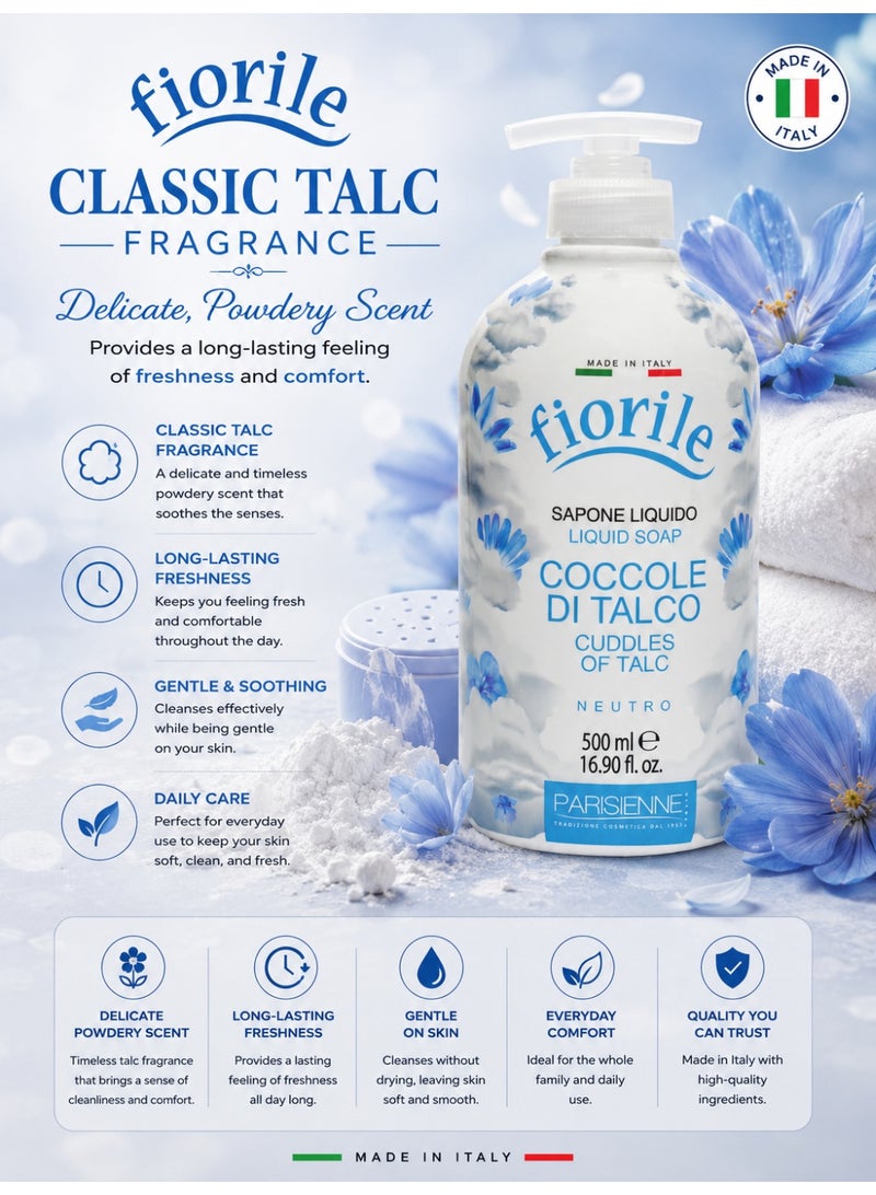 Fiorile Liquid Soap Talc 500ML | Nourishing & Moisturizing Hand Wash | Germ Protection & Deep Cleansing | Perfect for all skin types - Image 4