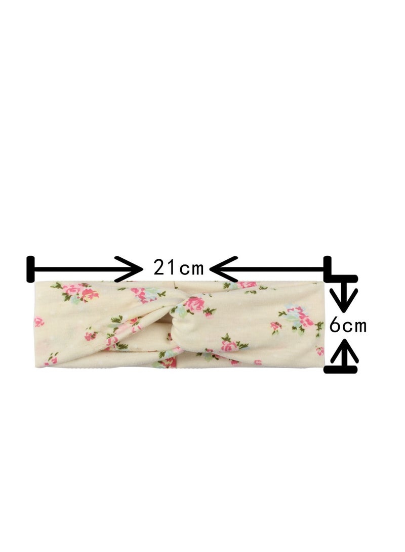 1 Set Flower Printed Parent-Child Headwear, Mom Headband and Child Beanie Infant Caps - Image 2