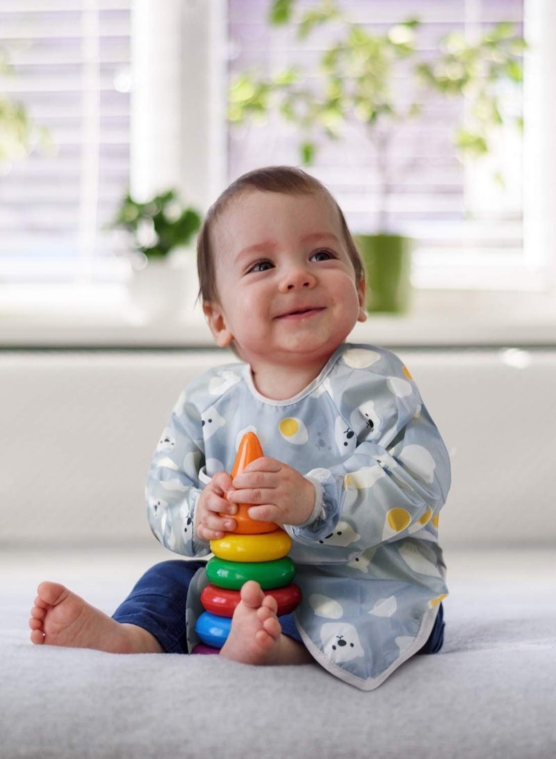 Long Sleeve Bib Set, Baby Waterproof with Pockets, Toddler Sleeves and Debris Catcher, Smudge Odor Resistant Playsuit Apron for Infants 6-24 Months (3 Pack) - Image 2