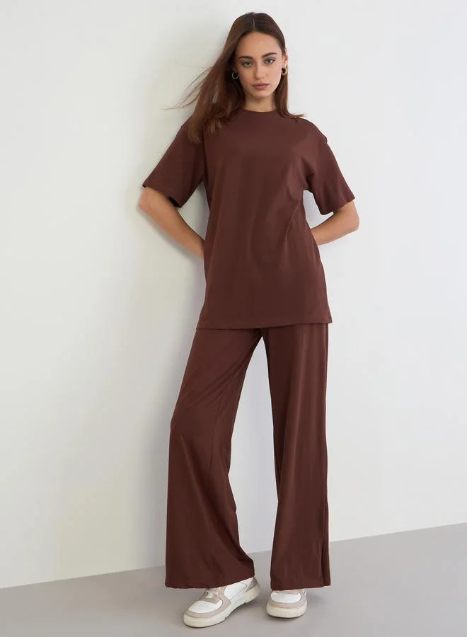 Styli Styli Oversized T-Shirt and Wide Leg Joggers Co-Ords