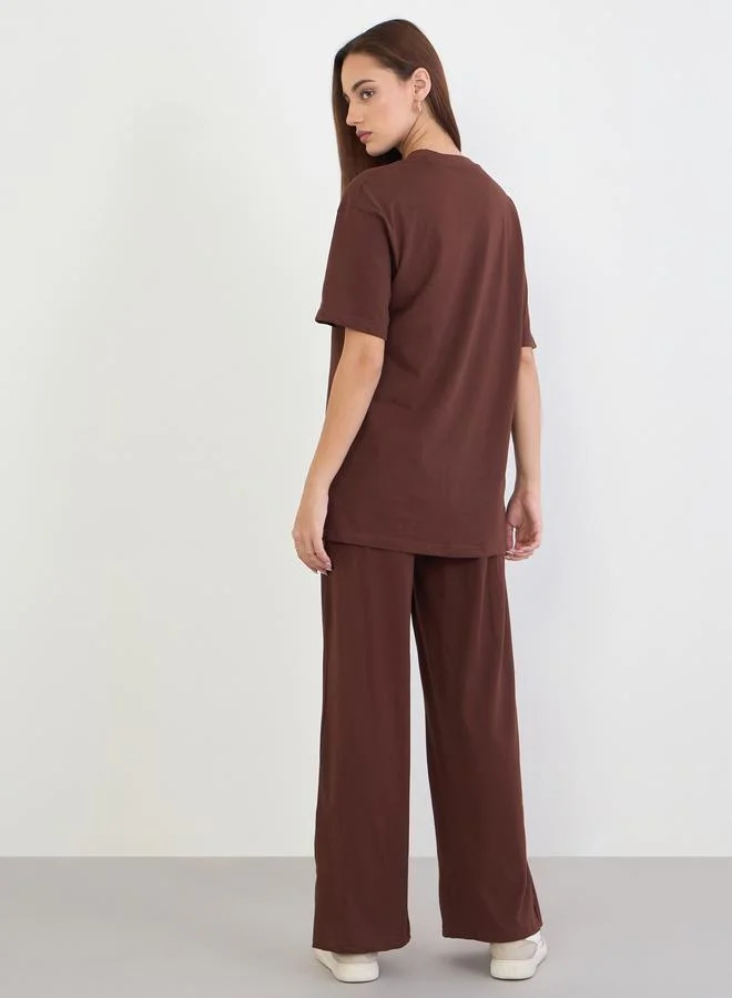 Styli Styli Oversized T-Shirt and Wide Leg Joggers Co-Ords