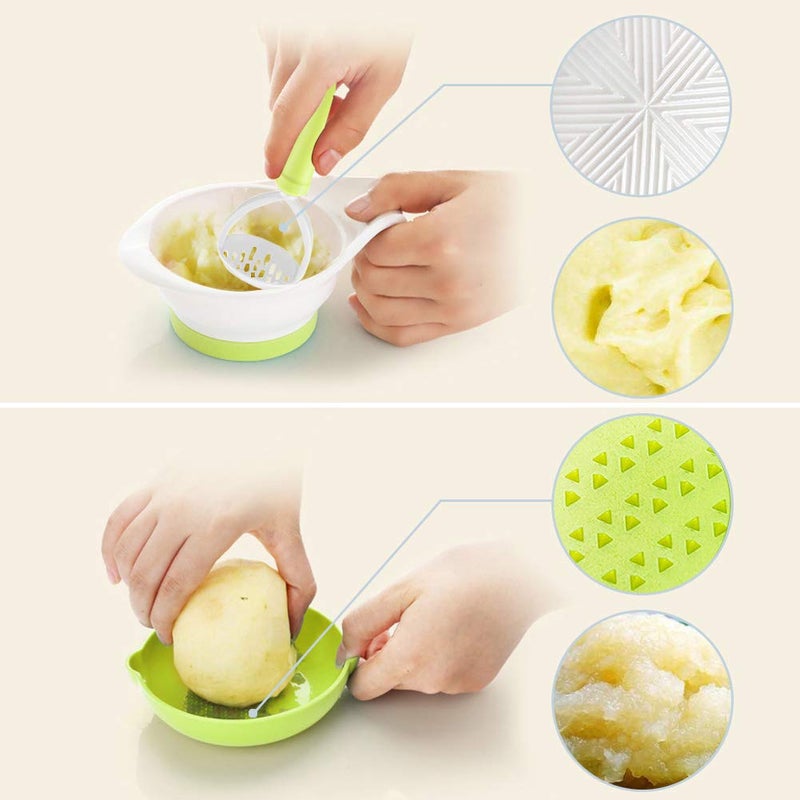 Matyz Versatile Baby Food Maker Set - Toddler Food Mills with Mash Bowl, Hand Masher, Citrus Juicer, Grater - Making Homemade Baby Food - Fruits and Vegetables Masher - No BPA ( Green) - Image 4