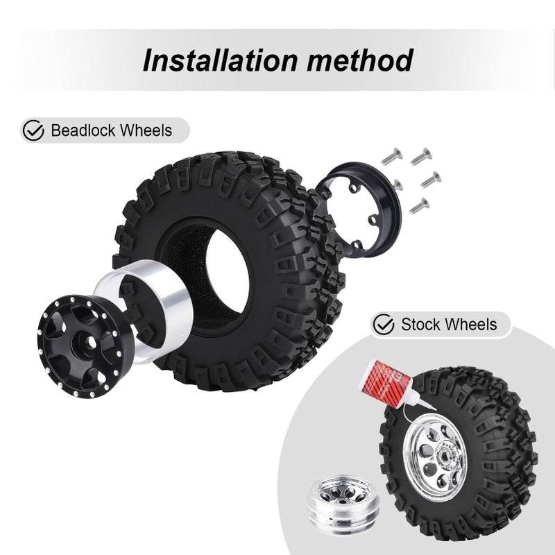هوبي بارك Hobbypark Soft Rubber SCX24 إطارات 1.0 زاحف الصخور لـ 1/18 TRX4M SCX24 GANCERIAR BRONCO C10 JLU DEATBOLT B17 BETTY 1/18 1/24 RC Crawler Car 4PCS (52x20mm) - Image 4