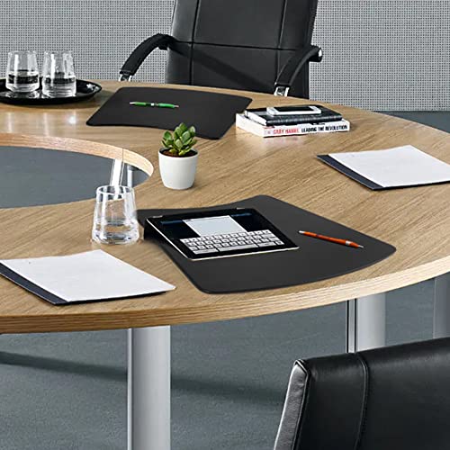 Dacasso Black Leather 17" x 14" Round Table Conference Pad (P1024) - Image 2