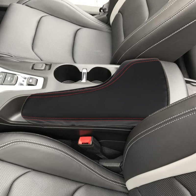 XITER Leather Auto Console Cover Waterproof Center Console Armrest Cover Protector for Chevrolet Camaro 2016 2017 2018 2019 2020 2021 2022 2023 2024 AccessoriesRed Stitches
