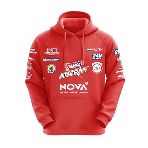 DUDEME Ajith Kumar Racing Hoodie for Men & Women Motorsport Ajith Racing Hoodies Red | Cotton Hoodie - Image 2