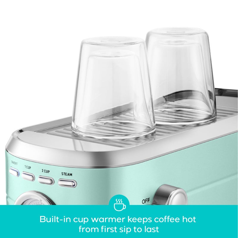 آلة إسبرسو CASABREWS CM5418 20 بار، آلة كابتشينو مع عصا بخار لعمل الحليب، صانع إسبرسو من الفولاذ المقاوم للصدأ للاستخدام المنزلي، آلة قهوة إسبرسو مع خزان مياه قابل للإزالة سعة 34 أونصة، أخضر باهت - Image 4