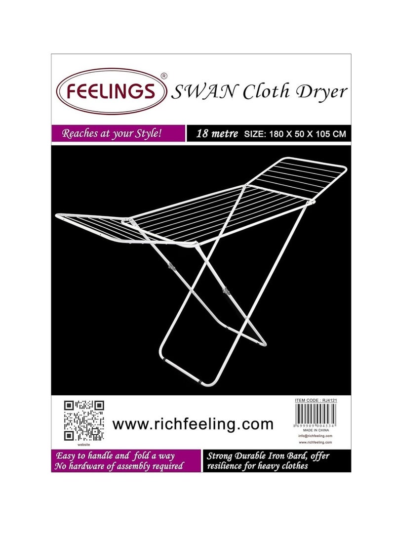 FEELINGS Swan Cloth Dryer Foldable & Adjustable with Butterfly Design for Indoor/Outdoor Use - White - Image 4