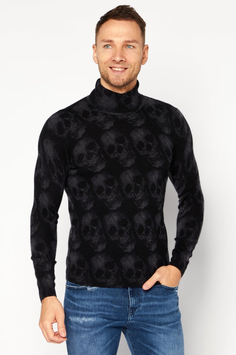 INC Men Mock Neck Long Sleeves Textured Sweaters, Black - Image 1