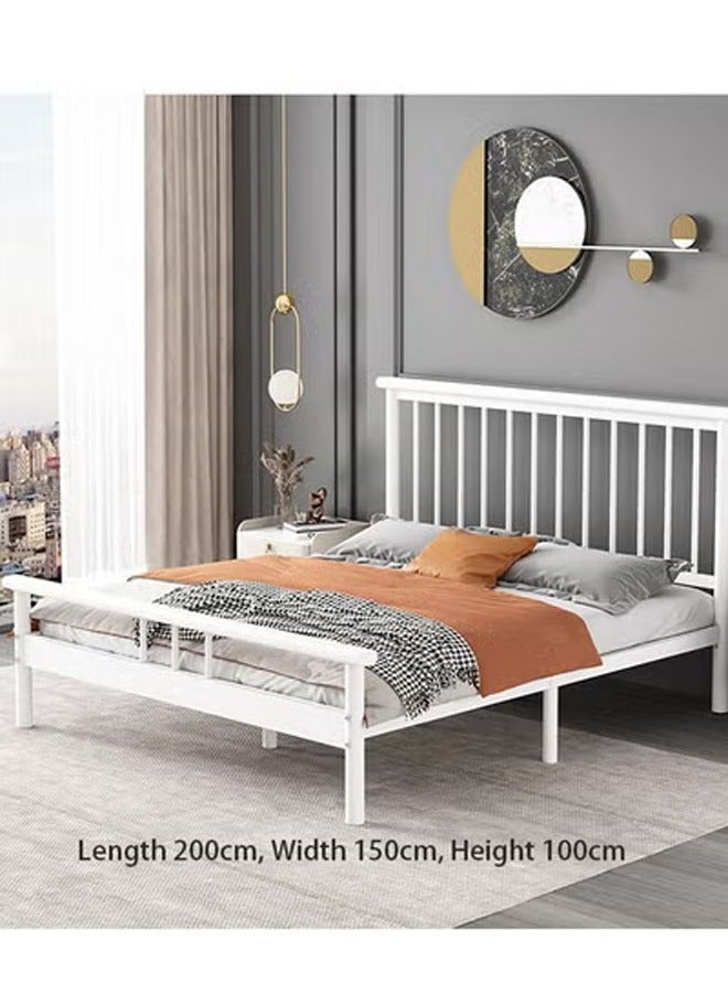 keke Modern Thickened Carbon Steel Rib Frame Bed with Rectangle Hollow Headboard for Bedroom - Image 1