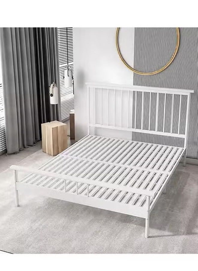 keke Modern Thickened Carbon Steel Rib Frame Bed with Rectangle Hollow Headboard for Bedroom - Image 2
