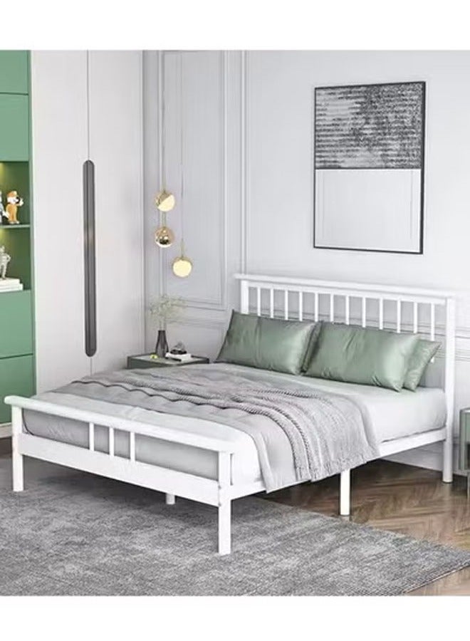 keke Modern Thickened Carbon Steel Rib Frame Bed with Rectangle Hollow Headboard for Bedroom - Image 3