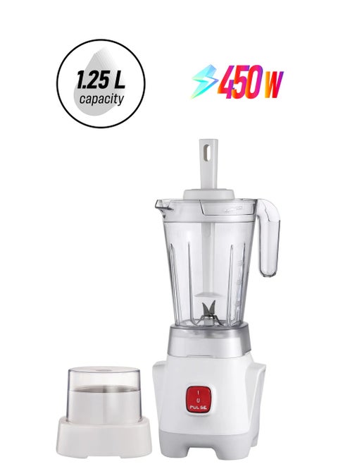 3 In 1 Unbreakable Blender with Jar & Cups | 1.25L, 450W | Smoothie Maker with 2 Attachments | One Speed & Pulse | 2-Year Warranty | Model IB703