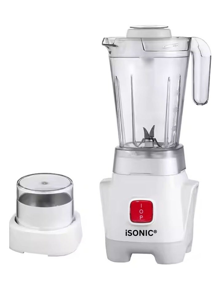 iSONIC Blender with Grinder Mill & Chopper Mill, 1.25L Jar, 2-Speed with Pulse Function, Durable Plastic Build, Multi-Purpose for Smoothies, Juices & Food Prep, 1.25 L 450 W IB703-White - Image 3
