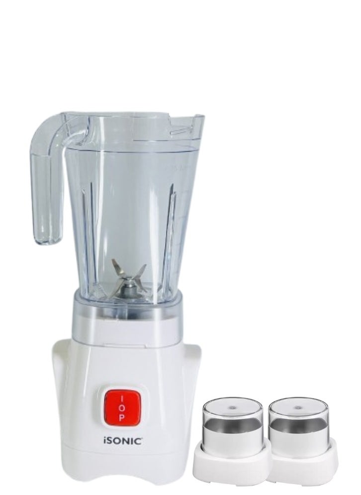 iSONIC - 3 In 1 Unbreakable Blender with Jar & Cups | 1.25L, 450W | Smoothie Maker with 2 Attachments | One Speed & Pulse | 2-Year Warranty | Model IB703 - Image 1