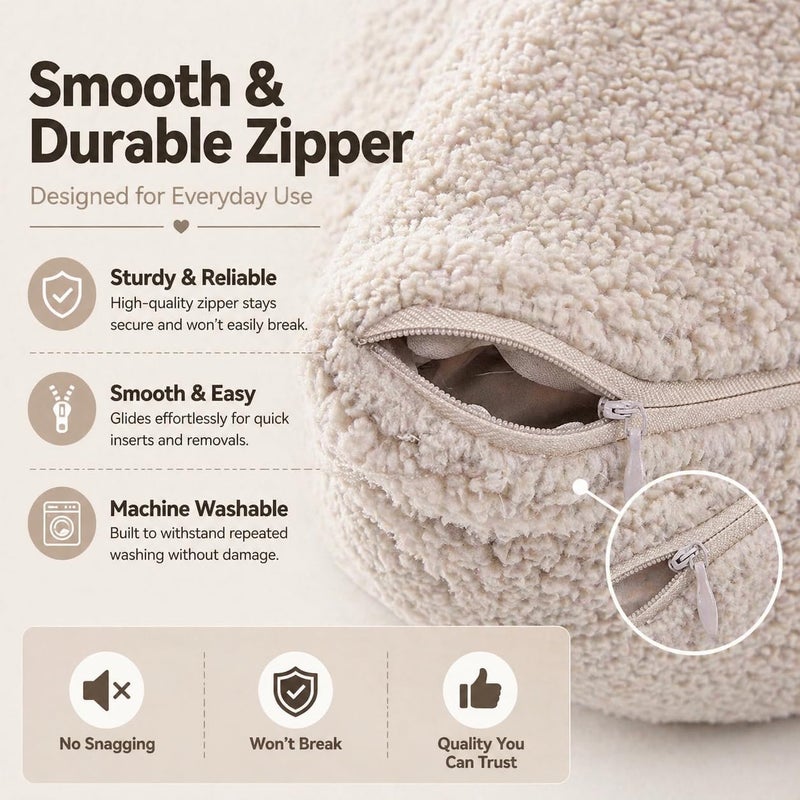 Reafort Ultra Soft Sherpa Euro Sham Pillow Cover 26" x 26", Plush Fluffy Decorative Cushion Cover with Zipper Closure, Cozy Faux Fur Throw Pillow Case (Taupe, 26"x26" Euro Sham) - Image 4