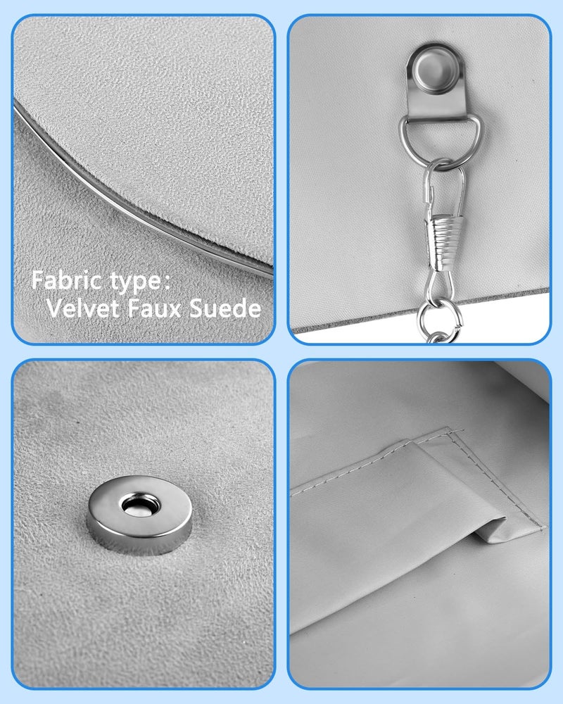TINDTOP Clutch Purses for Women, Formal Evening Bags Suede Shoulder Envelope Party Handbags Wedding Cocktail Prom Clutches (Silver) - Image 5