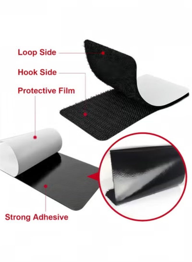 fantasize شرائط شريط هوك وحلقة مع لاصق، 5x10 سم نايلون فيلكرو ثقيل الوزن للخياطة والحرف اليدوية، شرائط لاصقة للجدران سوداء (15 مجموعة) - Image 5