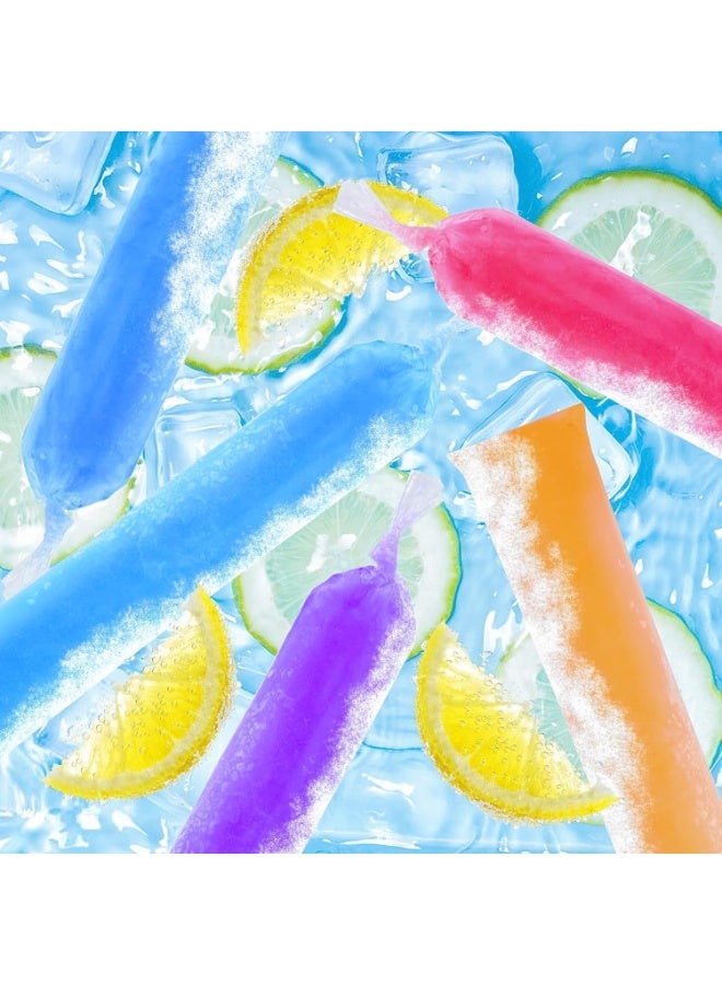 160 Ice Lolly Bags Disposable Ice Popsicle Mold Bags, Freezer Tubes Ice Cream Mold Bags Easy to Fill for Snacks Yogurt Juice Fruit Ice Candy Pops Comes with Funnel (2 x 12 Inch) - Image 4