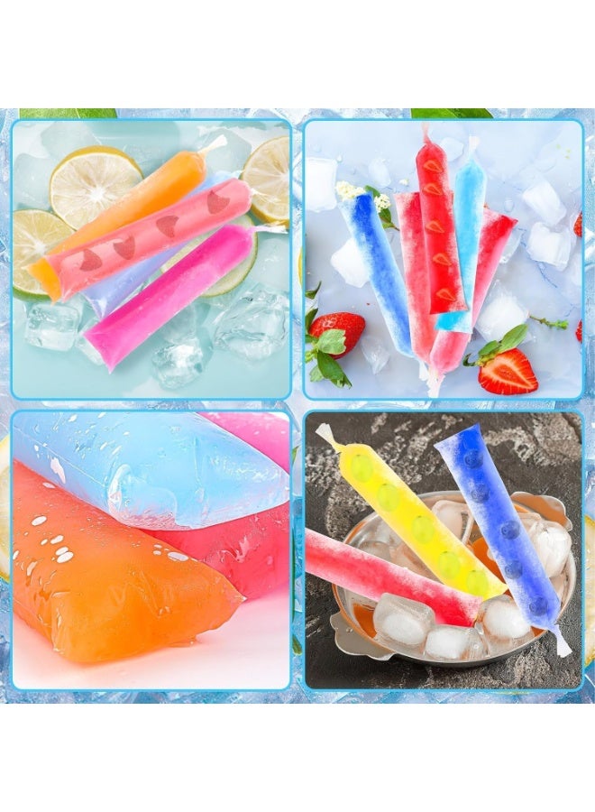 160 Ice Lolly Bags Disposable Ice Popsicle Mold Bags, Freezer Tubes Ice Cream Mold Bags Easy to Fill for Snacks Yogurt Juice Fruit Ice Candy Pops Comes with Funnel (2 x 12 Inch) - Image 5