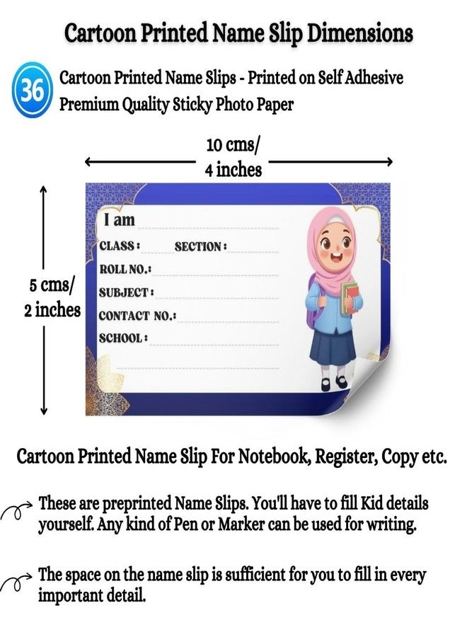 AanyaCentric Pack of 36 Name Sticker for Kid | 4 x 2 inch | Self Fill in Sticky Labels for Book Register Copy - Image 3