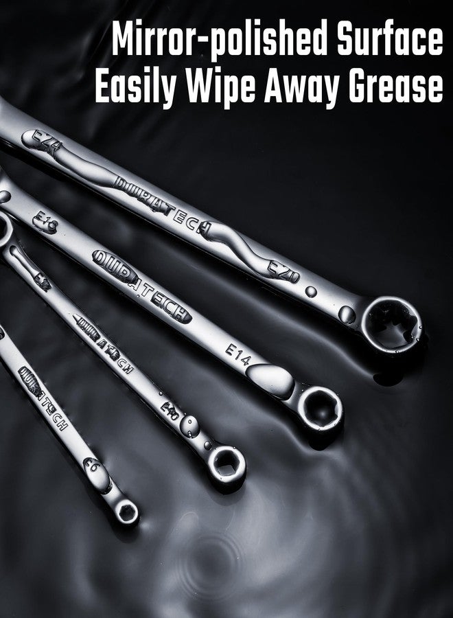 DURATECH 4-Piece E-Torx Wrench Set, Double Box End Wrench Set, CR-V Steel, Including E6*E8, E10*E12, E14*E18 and E20*E24, Organized in Pouch - Image 4