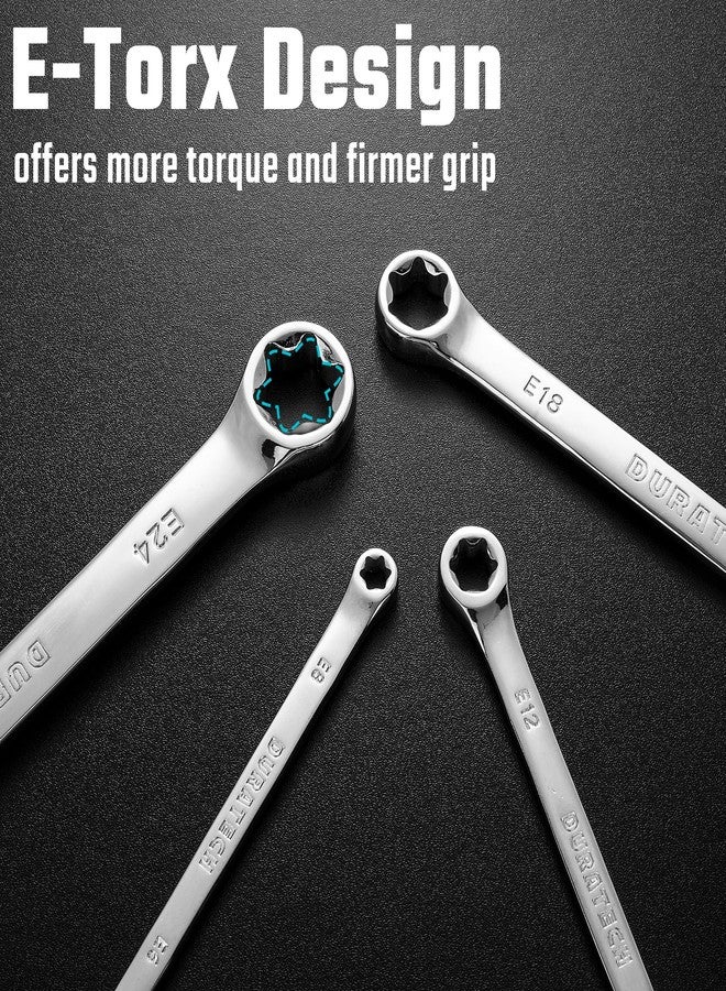 DURATECH 4-Piece E-Torx Wrench Set, Double Box End Wrench Set, CR-V Steel, Including E6*E8, E10*E12, E14*E18 and E20*E24, Organized in Pouch - Image 2