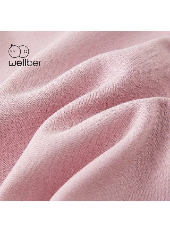 Wellber Spring And Autumn Uni Baby Toddler Raglan Sleeve Color-block Sweatshirt, Fresh Sporty Casual Top, Pink, Size 100 - Image 2