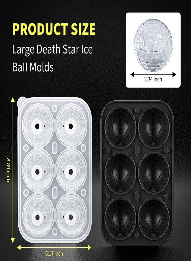 Bongpuda 6 Chamber 2.2" 3D Death Star Ball Ice Cube Tray With Funnel,Large Round Ice Ball Molds Silicone Fun Shapes Whiskey Circle Ice Tray,For Chilling Whiskey,Cocktails,Bourbon,Brandy and Beverages - Image 2