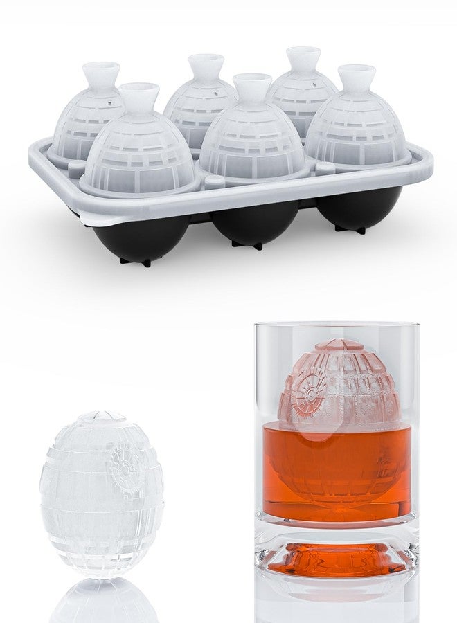 Bongpuda 6 Chamber 2.2" 3D Death Star Ball Ice Cube Tray With Funnel,Large Round Ice Ball Molds Silicone Fun Shapes Whiskey Circle Ice Tray,For Chilling Whiskey,Cocktails,Bourbon,Brandy and Beverages - Image 1